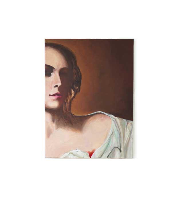 Olivier Furter, oil painting, Les Grands Maîtres : Sainte Agathe II, Détail de Sainte Agathe de Francesco Guarino, 60x81cm, 2023