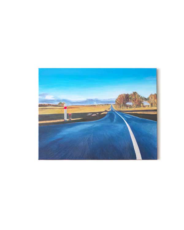 Painting, Blue road, Berry France, oil on canvas, 50x60 cm, Olivier Furter2025